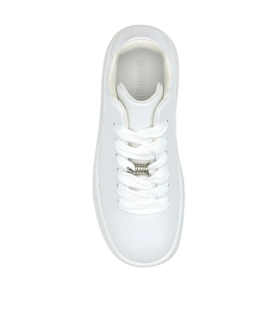 Burberry Lace Up Round Toe Trainers In White