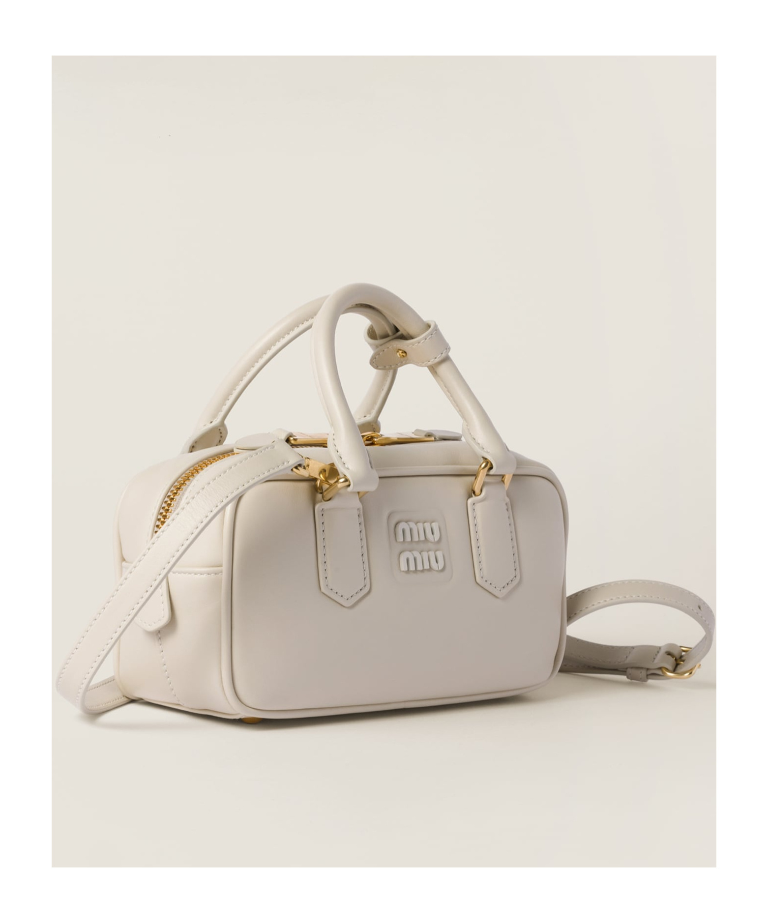 Miu Miu Arcadie Leather Bag In Chalk White