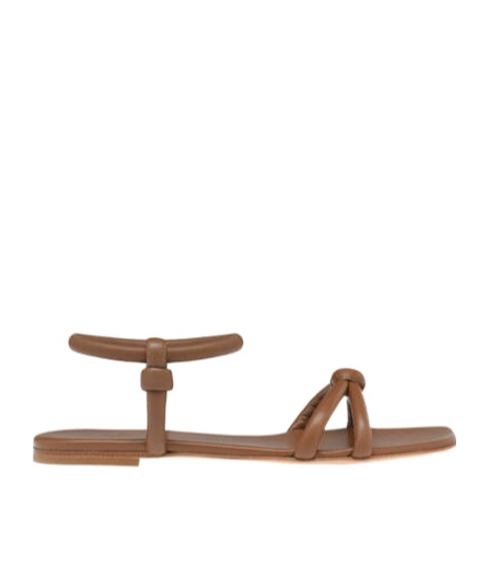 Gianvito Rossi Flat Sole Knotted Straps Sandals In Brown