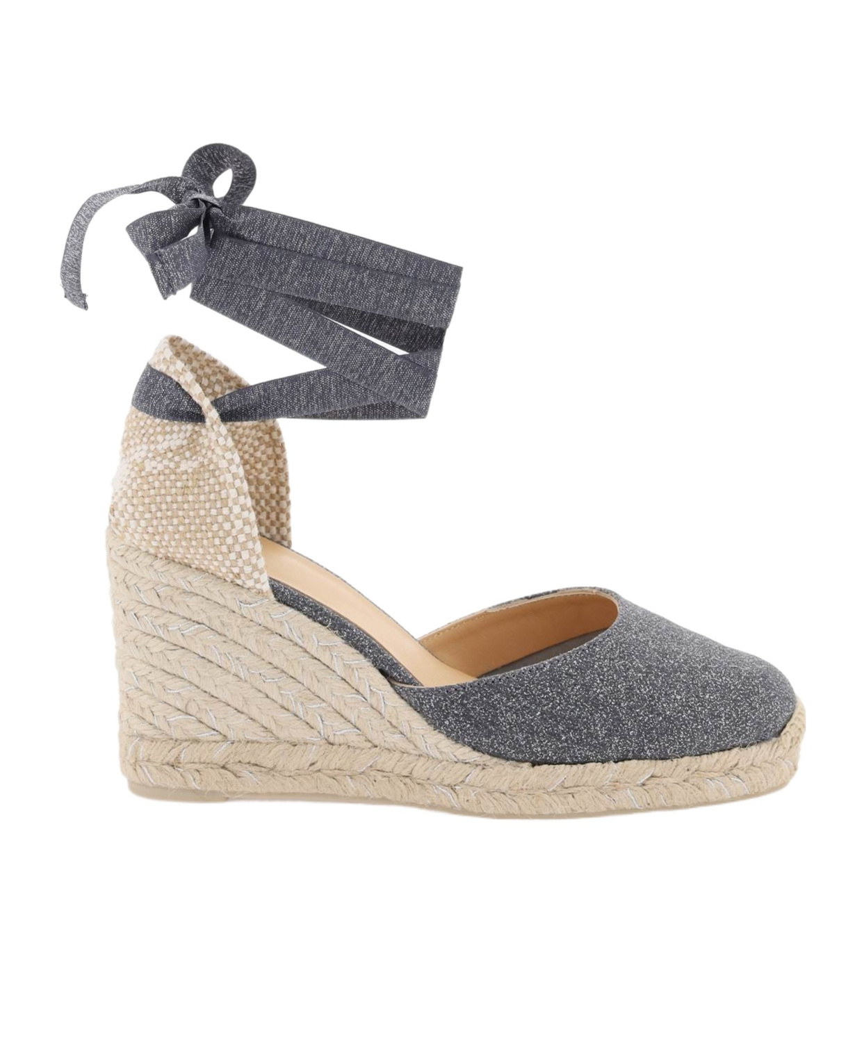 Castaã±er Castaner Lurex Carina Wedge Espadrilles In Nude