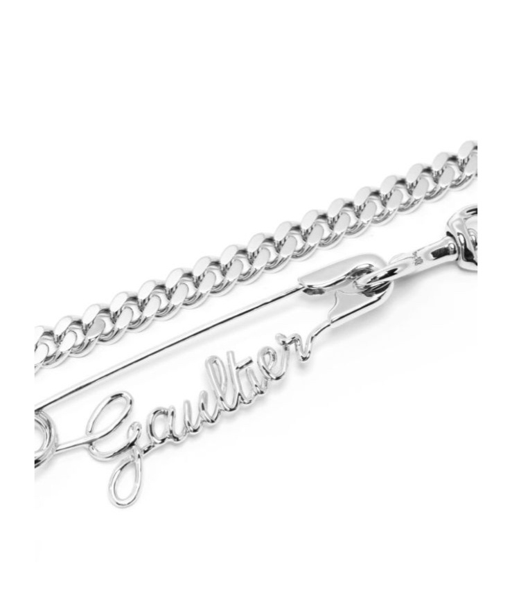 Jean Paul Gaultier Logo-plaque Curb-chain Necklace In White