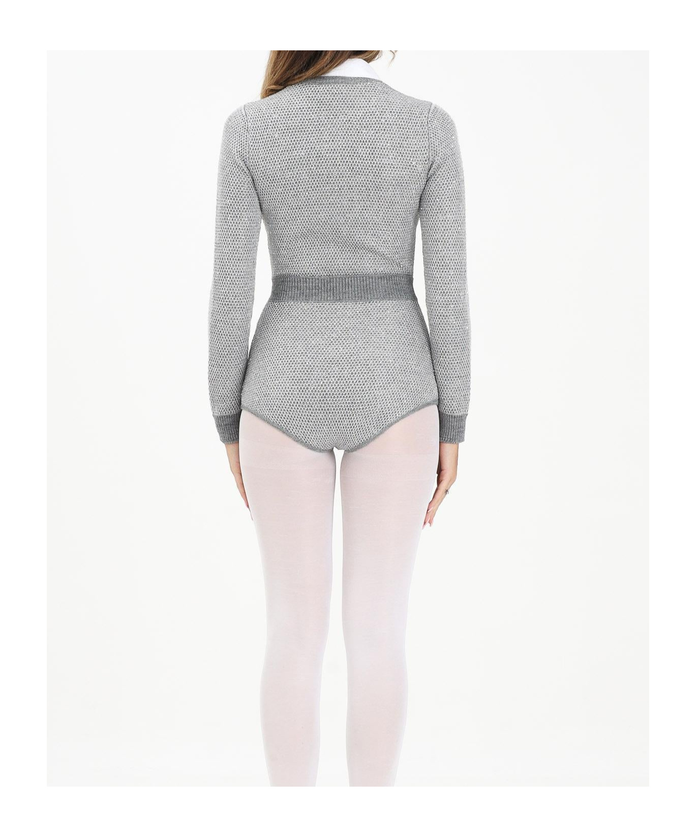 Elisabetta Franchi Sequin-embellished Knitted Jumpsuit In Gray