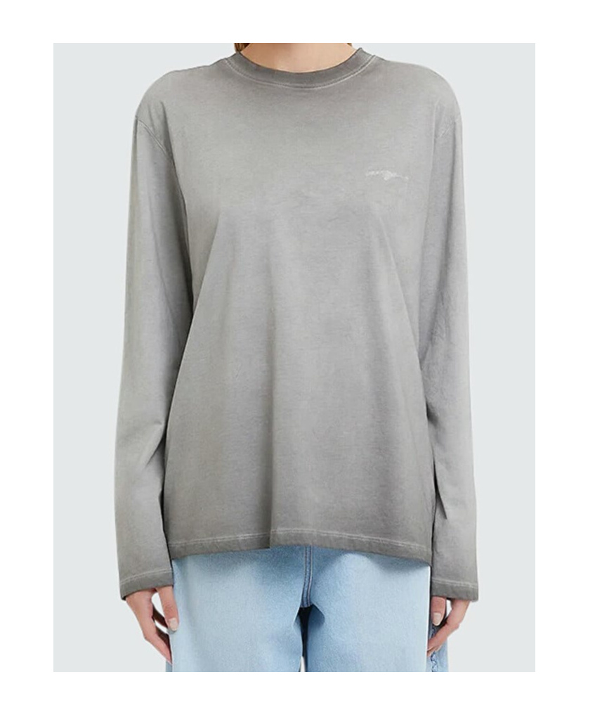 Msgm Logo-embroidered Cotton T-shirt In Gray