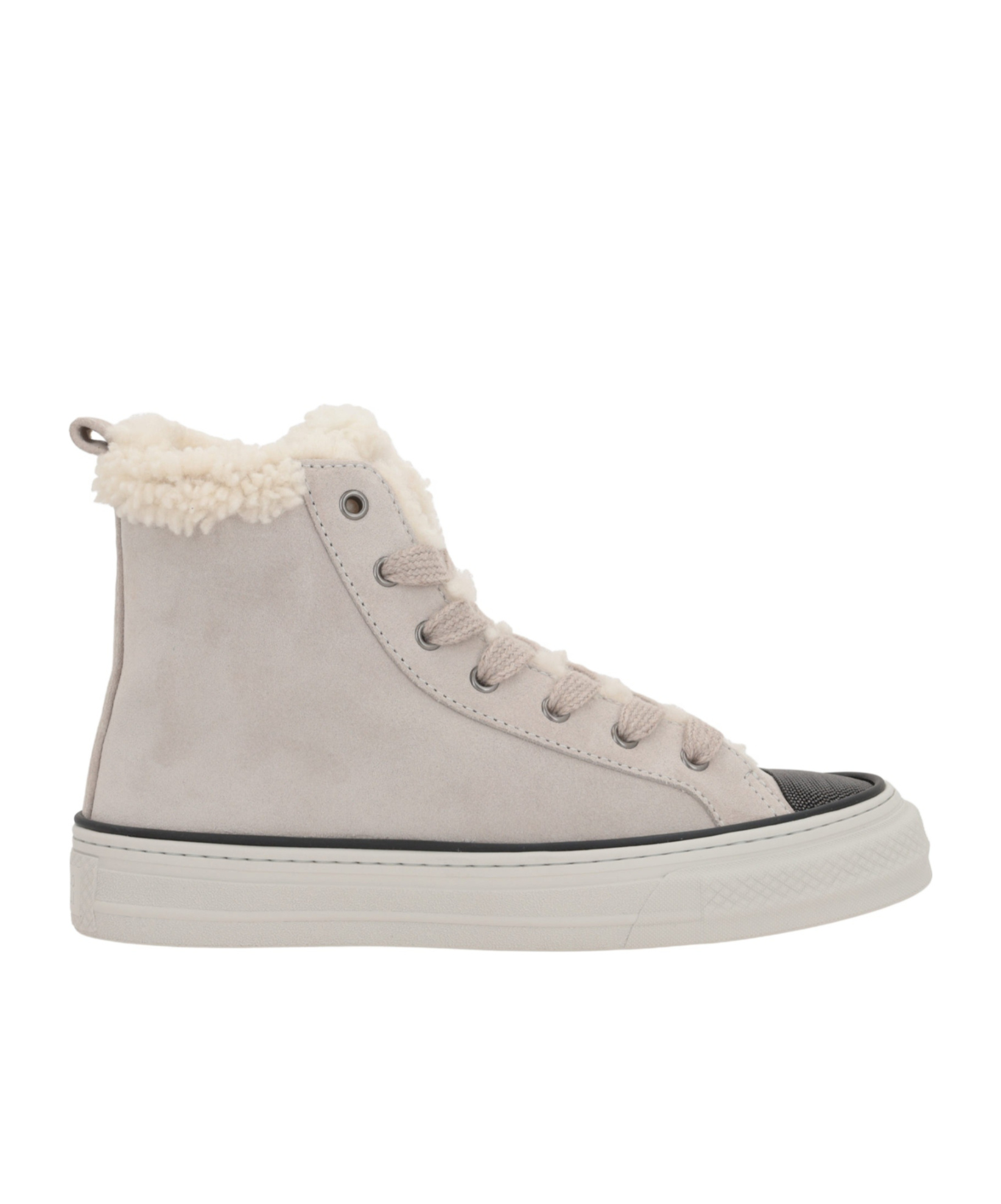 Brunello Cucinelli Panelled Lace-up Sneakers In Gray