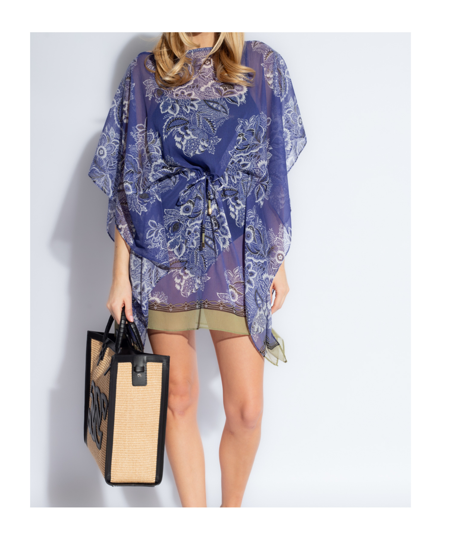 ETRO ETRO FLORAL PRINTED SEMI-SHEER KAFTAN DRESS
