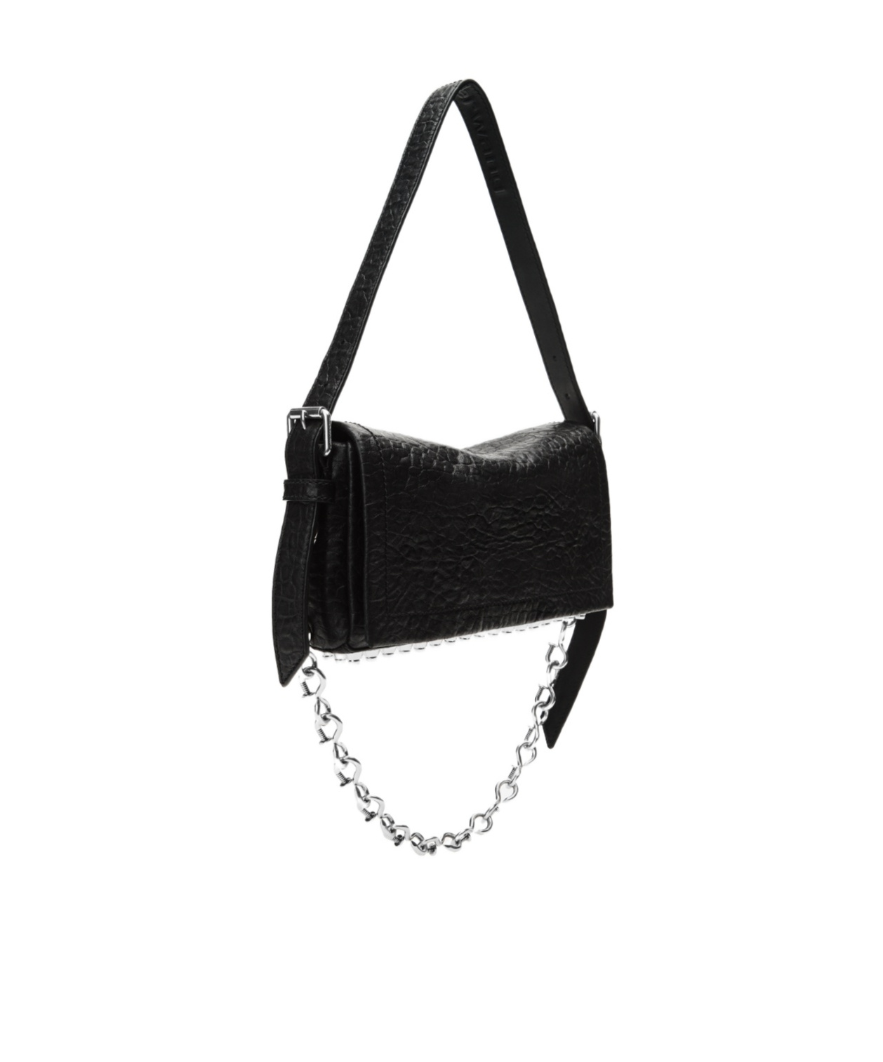 Alexander Wang Black Memory Leather Ricco Slim Flap Bag In Black