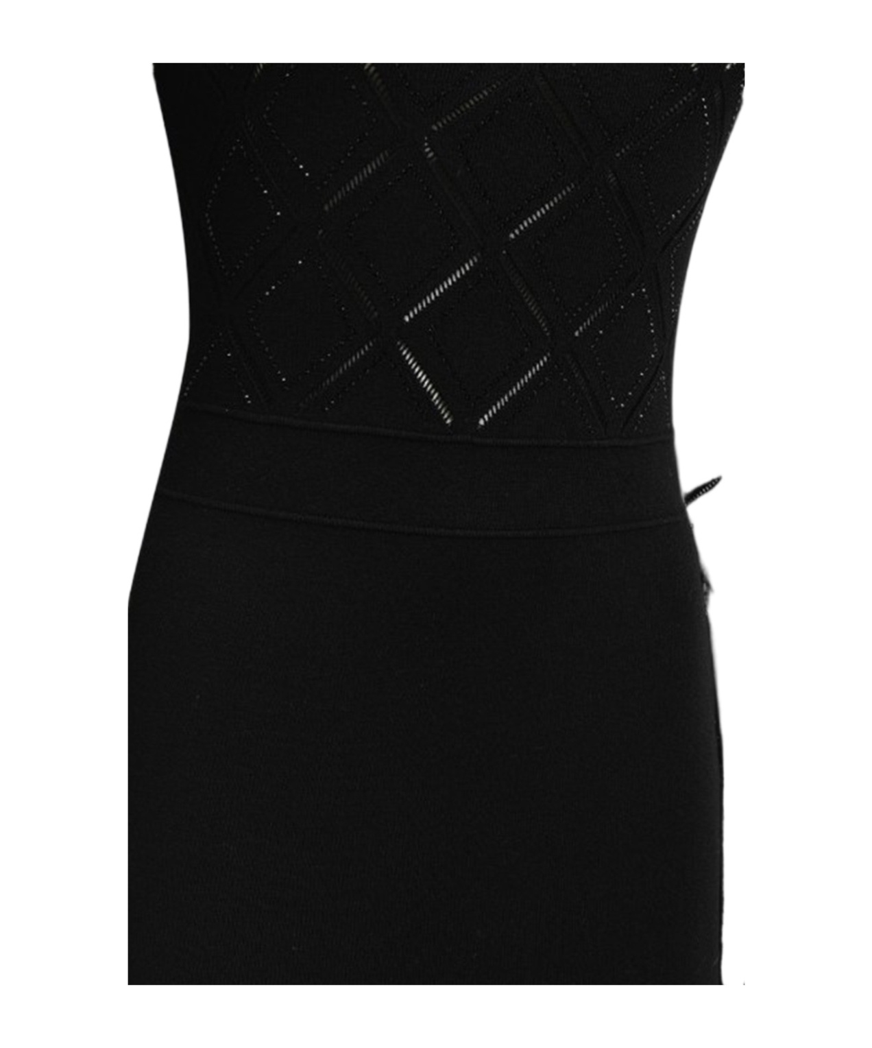 Blugirl Long-sleeve Patterned Midi Dress In Black