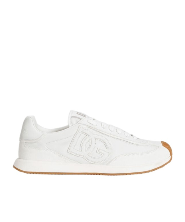 Dolce & Gabbana Men White Low Top Sneakers With Logo Patch On Tongue And Side In Leather Man