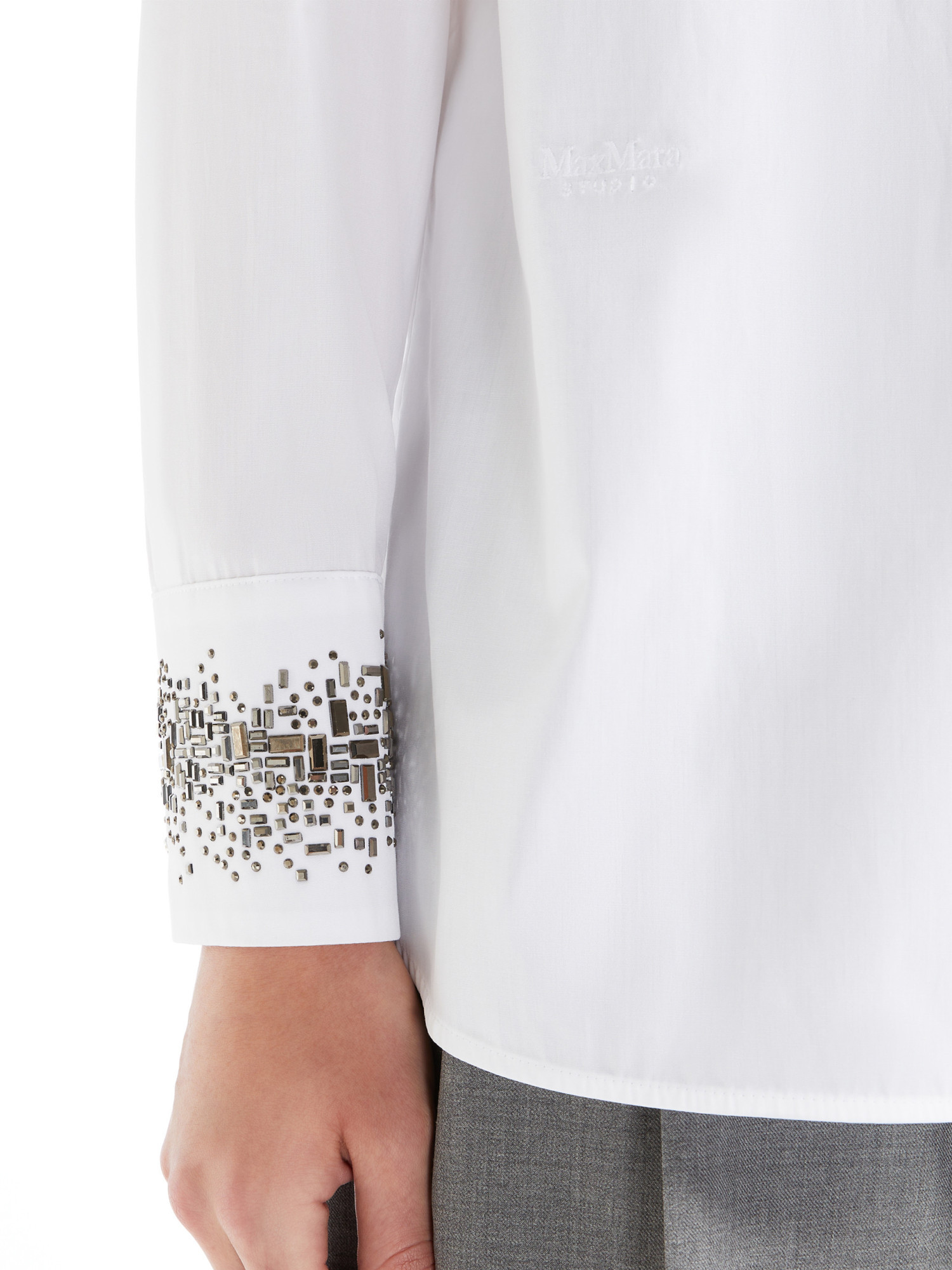 Max Mara Crystal-embellish Shirt In White