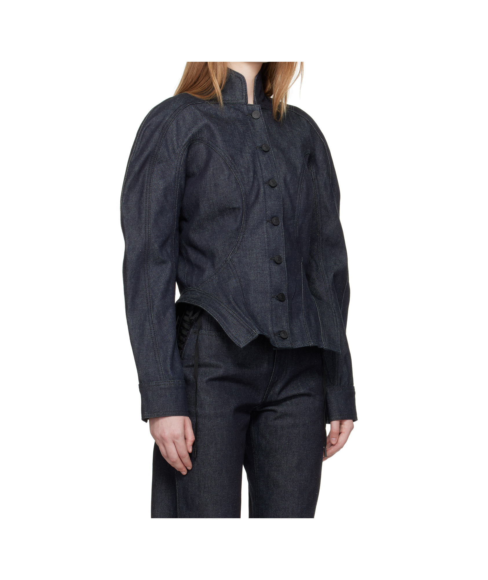 Mugler Button-fastening Sculptural Cinched Jacket In Black