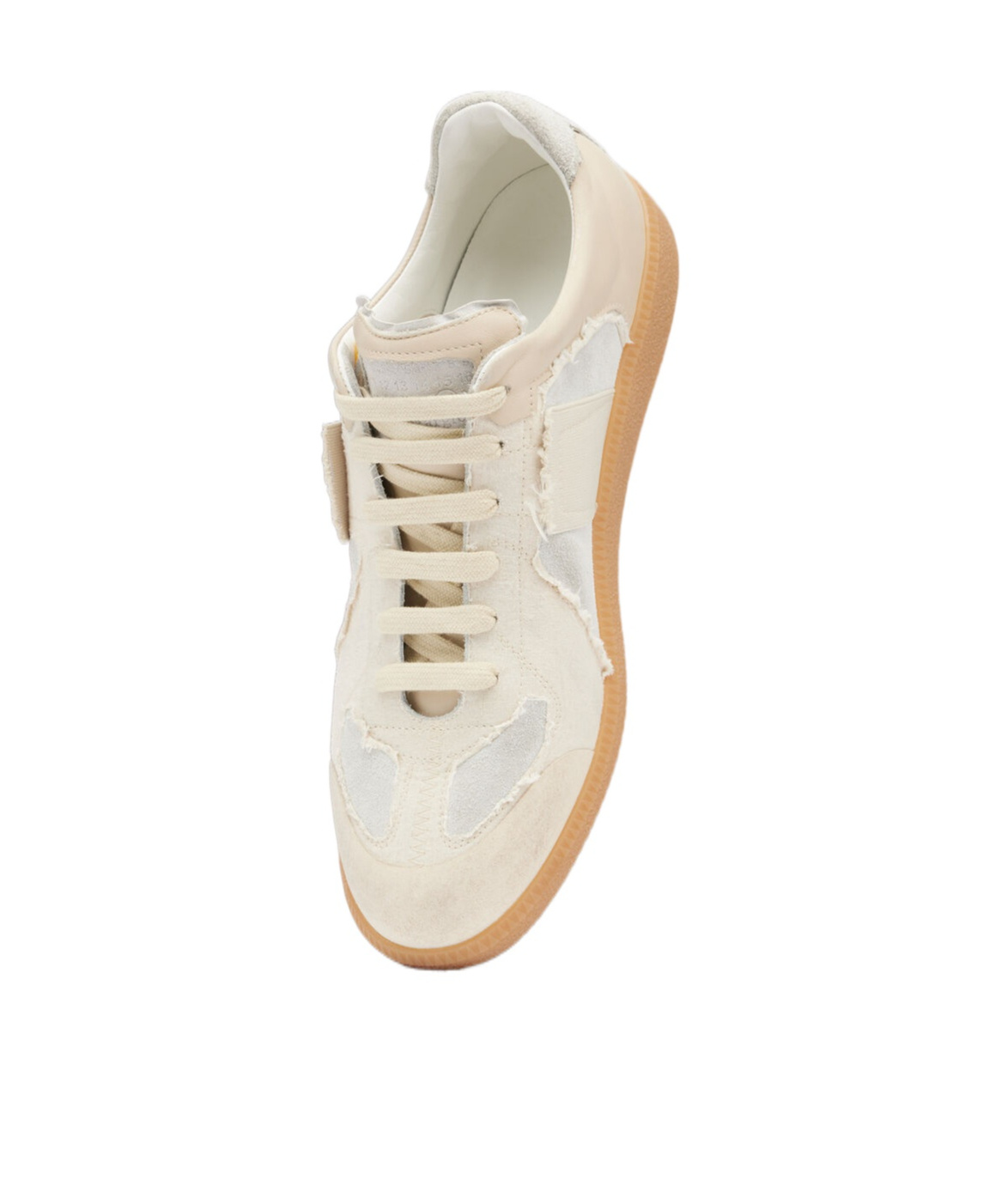 Maison Margiela Off White Leather And Grey Suede Replica Sneakers In White