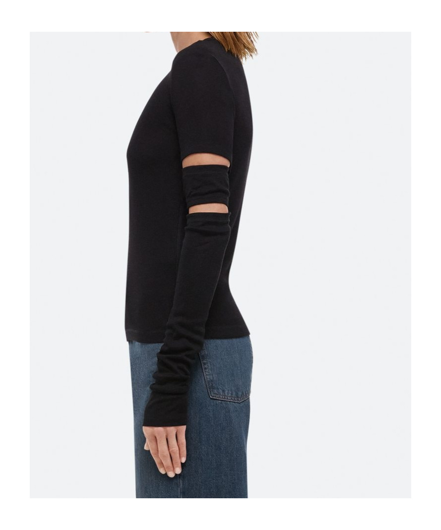 Helmut Lang Long Sleeve T-shirt With Slit In Black