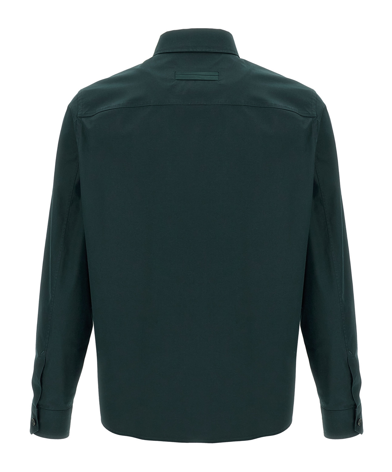 Shop Zegna Long-sleeved Poplin Shirt In Green