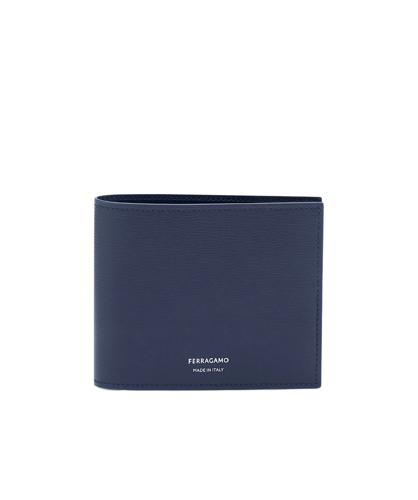 Ferragamo Logo Bi-fold Leather Wallet In Midnight Blue