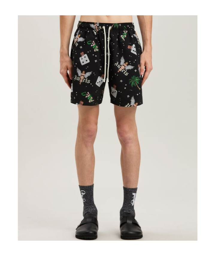 Palm Angels Pin Up Swimshorts In Black