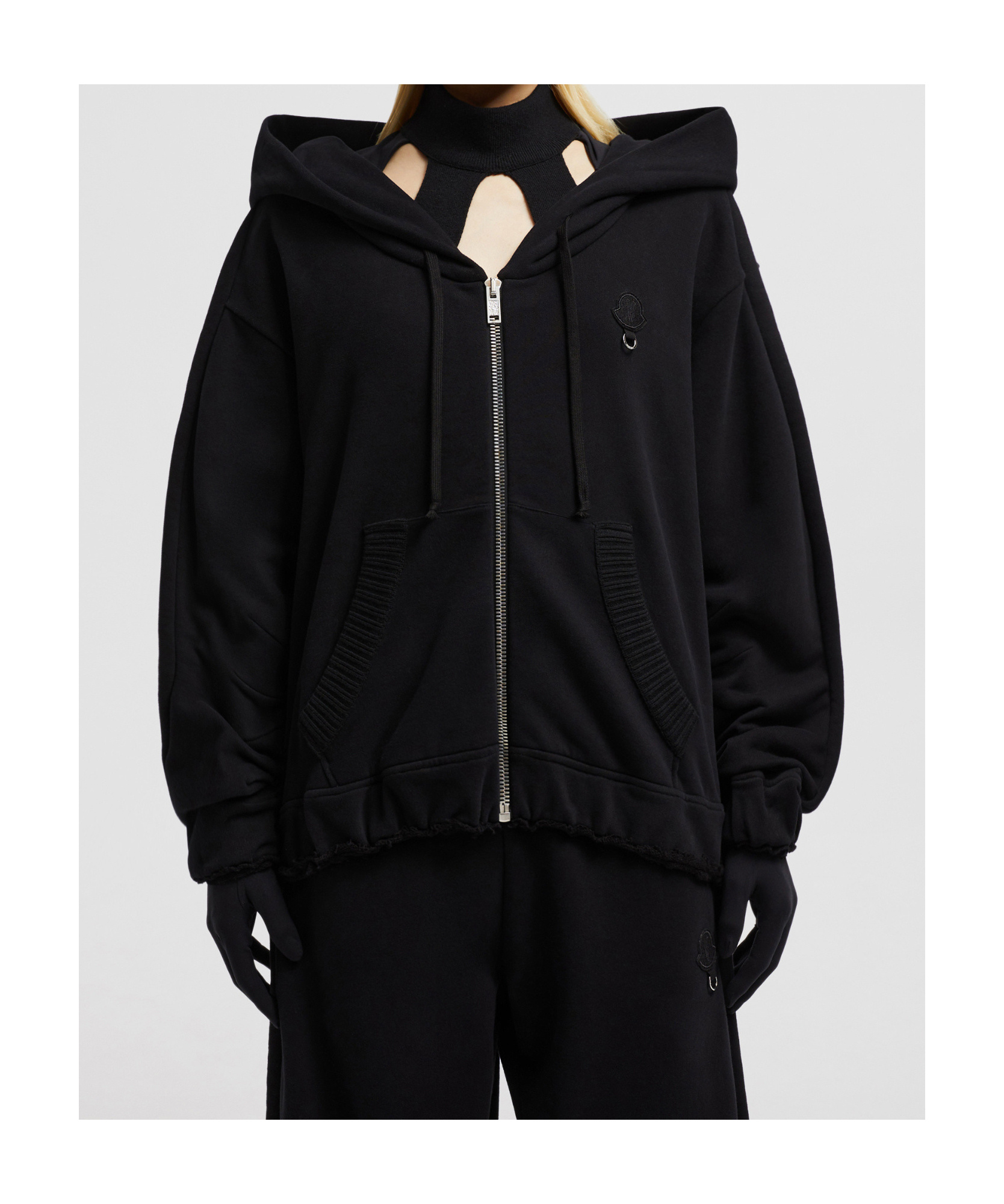 Moncler Long-sleeved Hoodie In Black