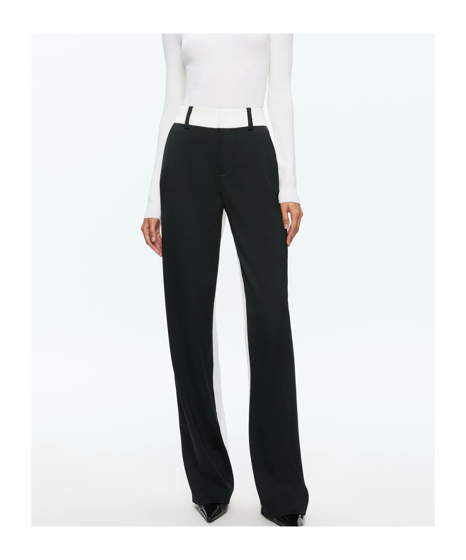 Alice And Olivia Belt-loop Casual Pants In Black/gray