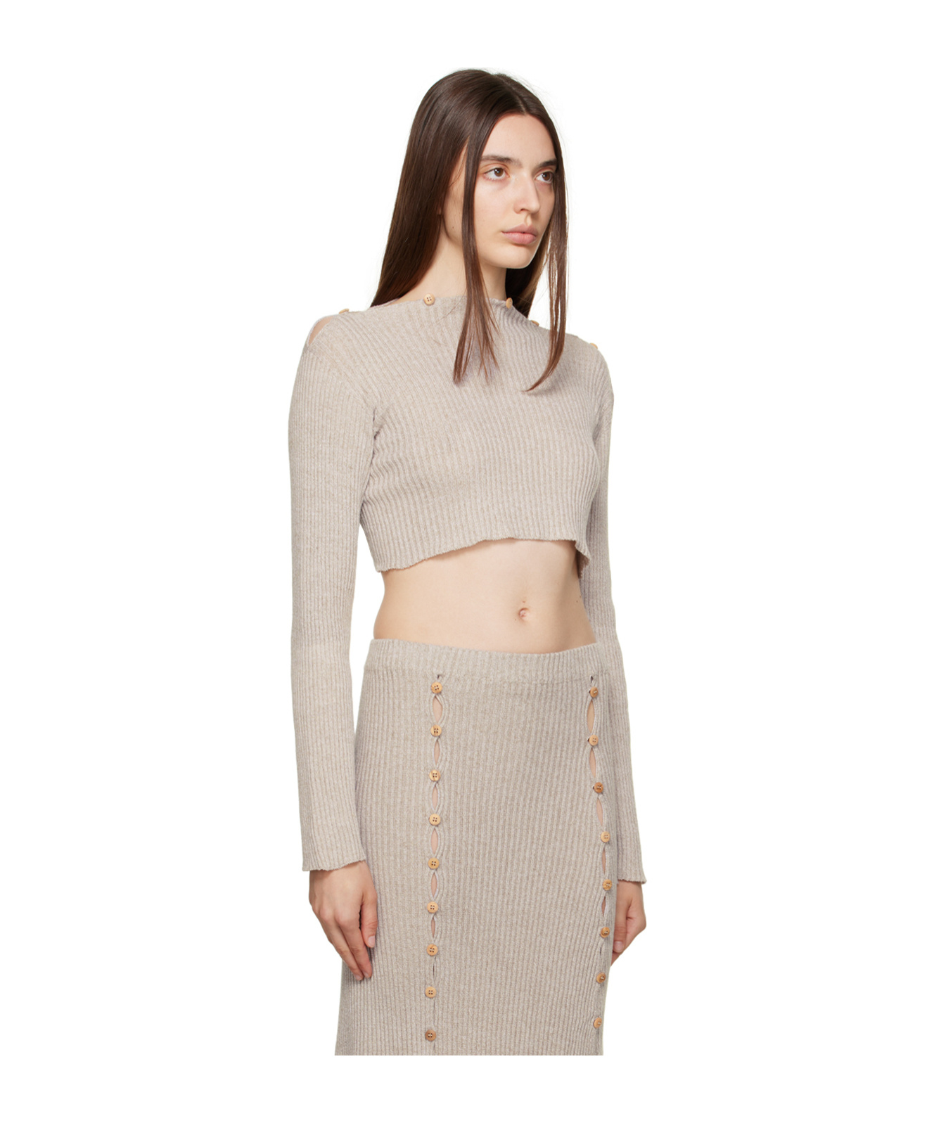 Baserange Birgi Long-sleeved Sweater In Nude