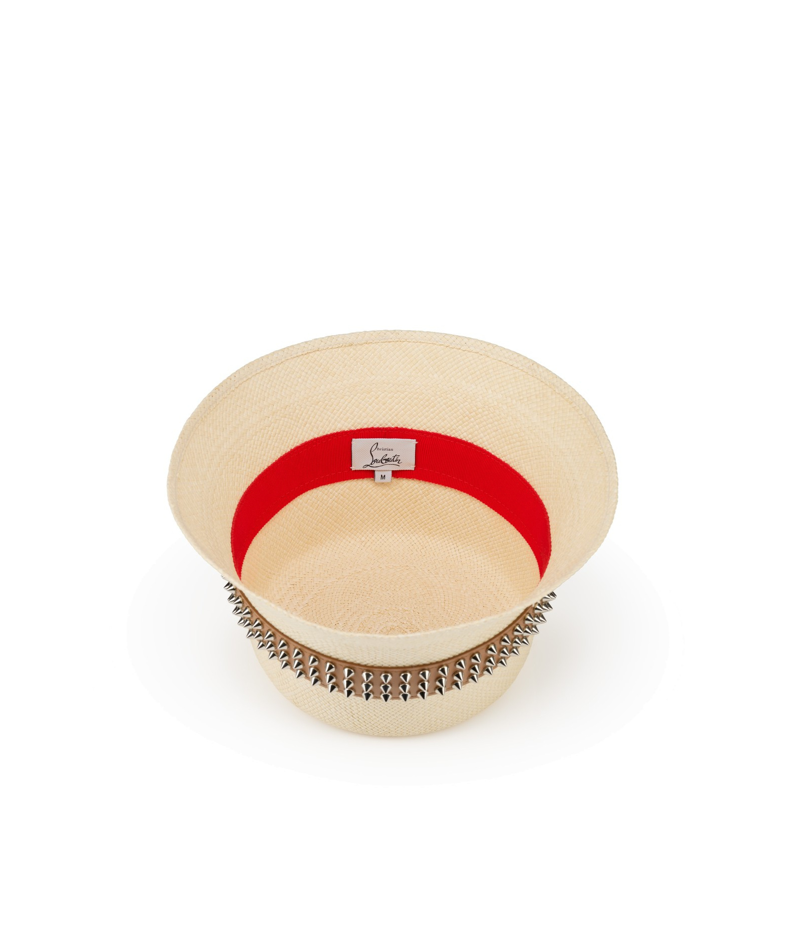 Christian Louboutin Leather-trim Studded Bucket Hat In Nude