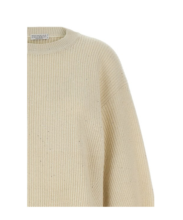 Brunello Cucinelli Sequin Sweater Sweaters And Cardigans White In Nude