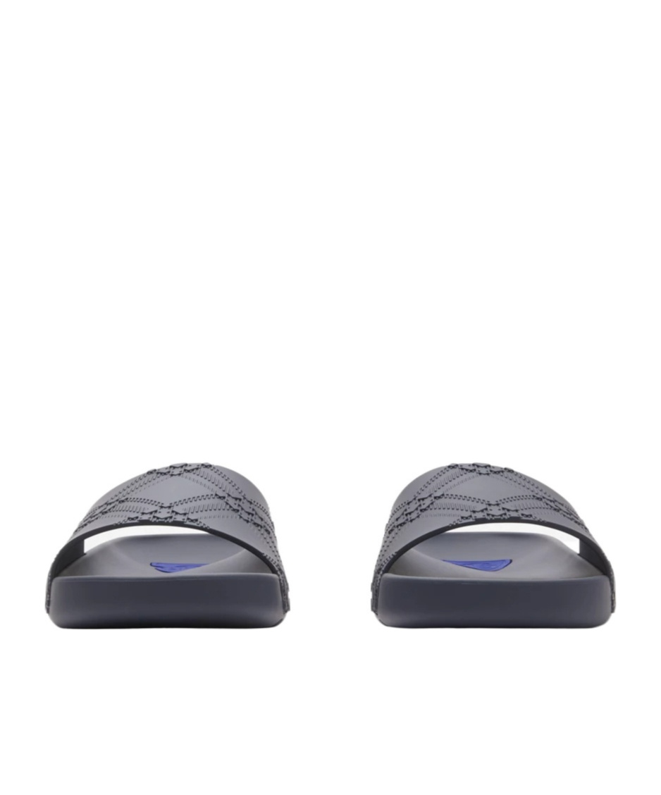 Burberry Embossed Check Dive Slides In Magnet