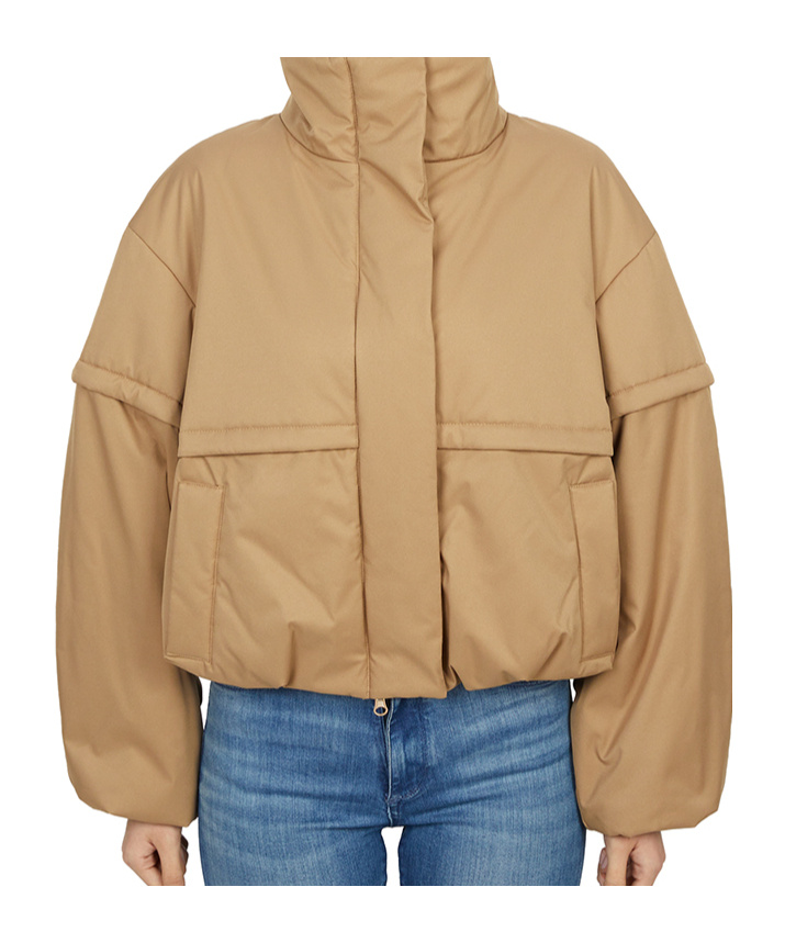 Max Mara Long-sleeved Cotton-padded Jacket In Brown
