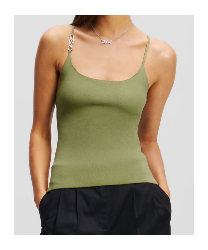 Shop Karl Lagerfeld Knitted Tank Top In Green