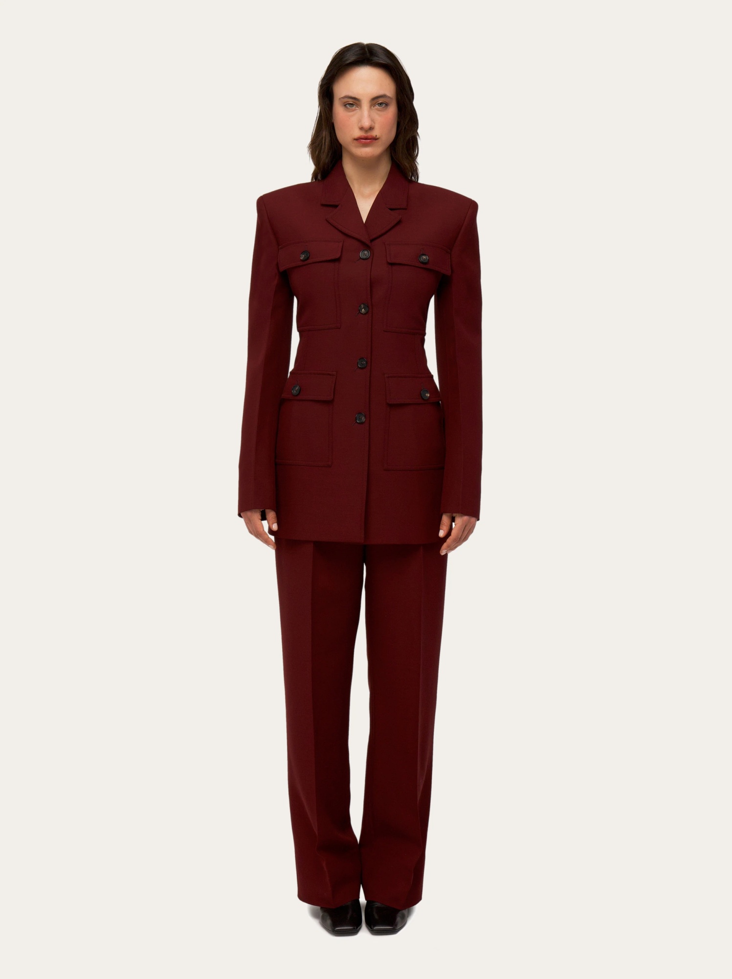 Shop Ferragamo Button Pocket Wool Casual Jacket In Brown