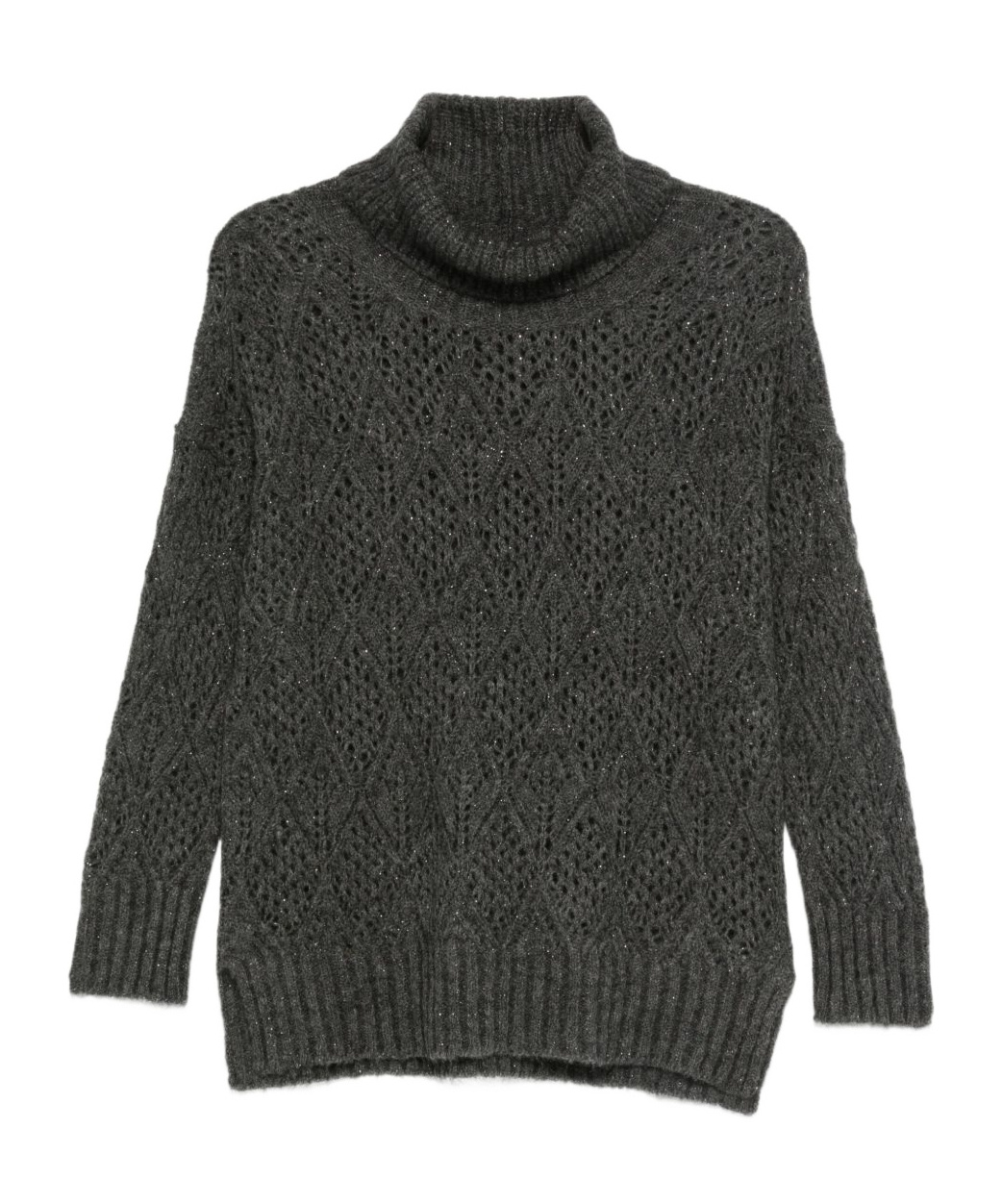 D Exterior High-neck Long-sleeved Sweater In Black