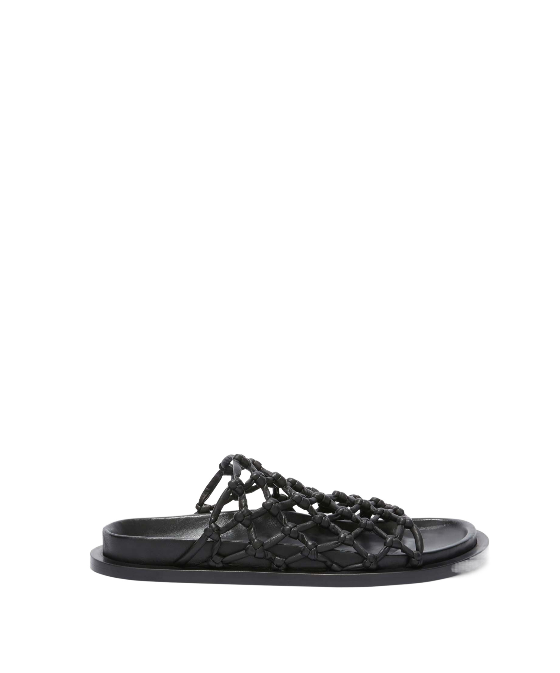 Jil Sander Mesh Leather Sandals In Black