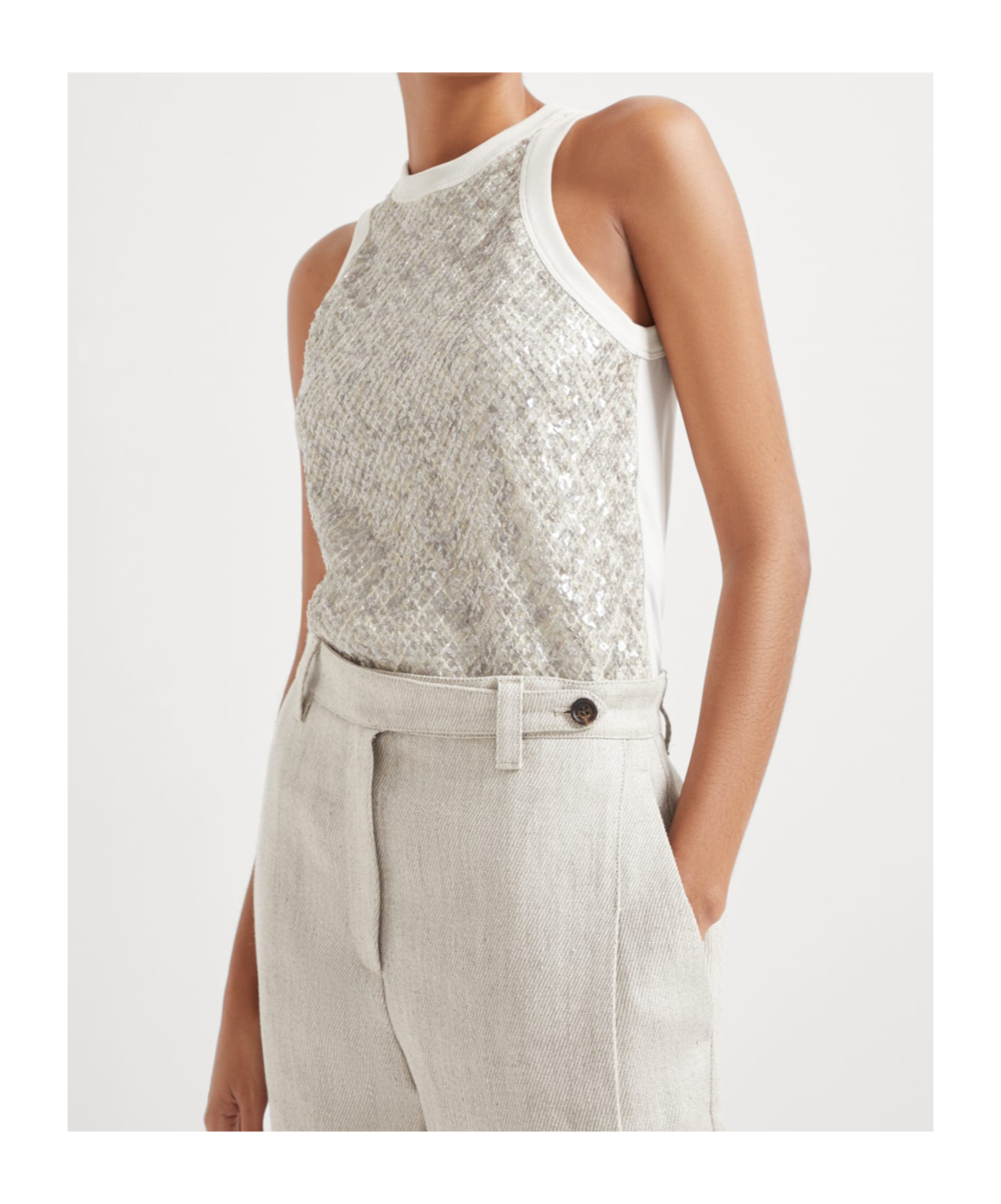 Brunello Cucinelli Linen Trousers In Nude