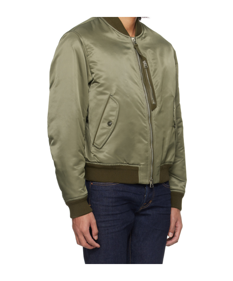 Tom Ford Khaki Shiny Bomber Jacket