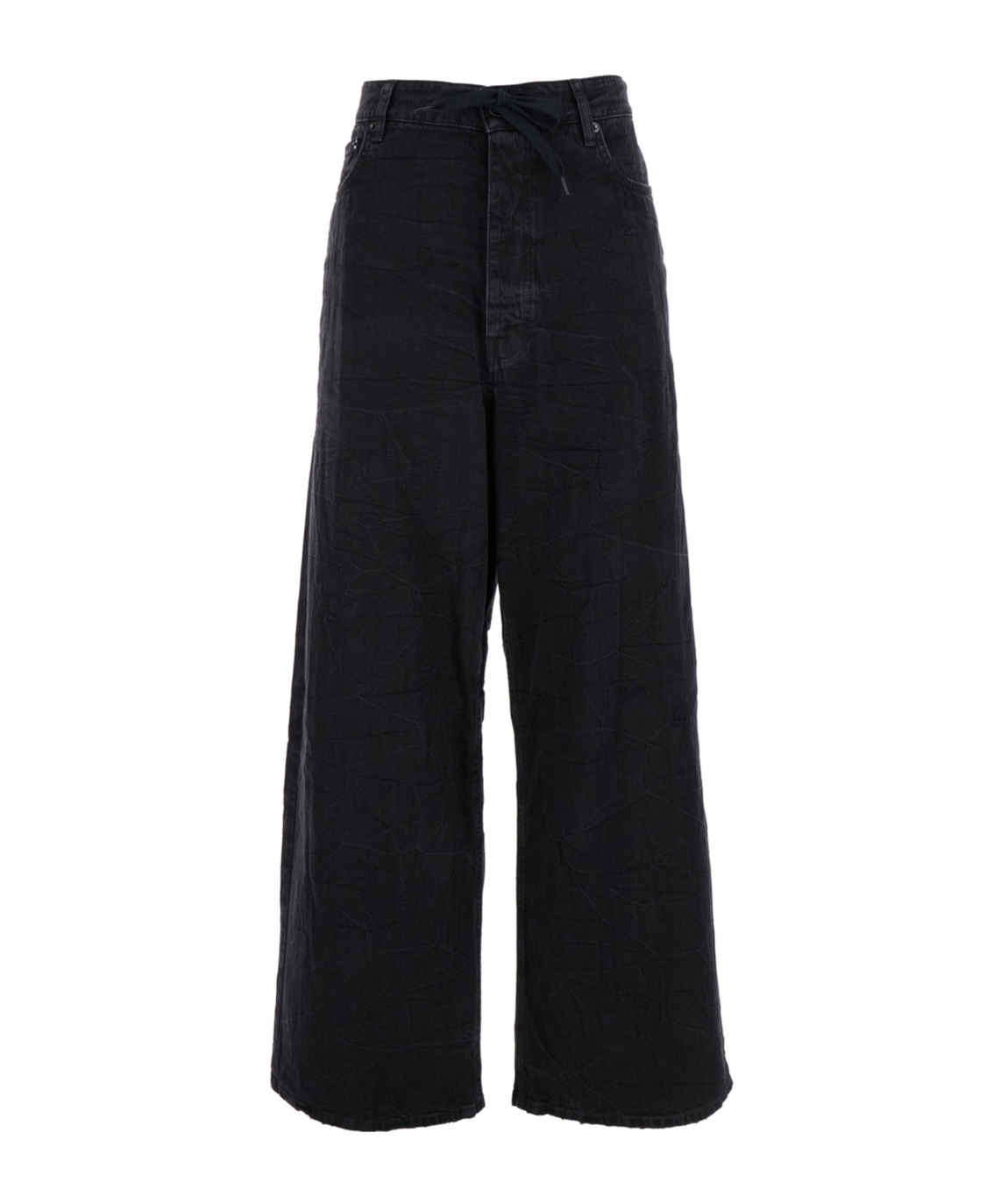 Balenciaga Drawstring Wide-leg Jeans In Black