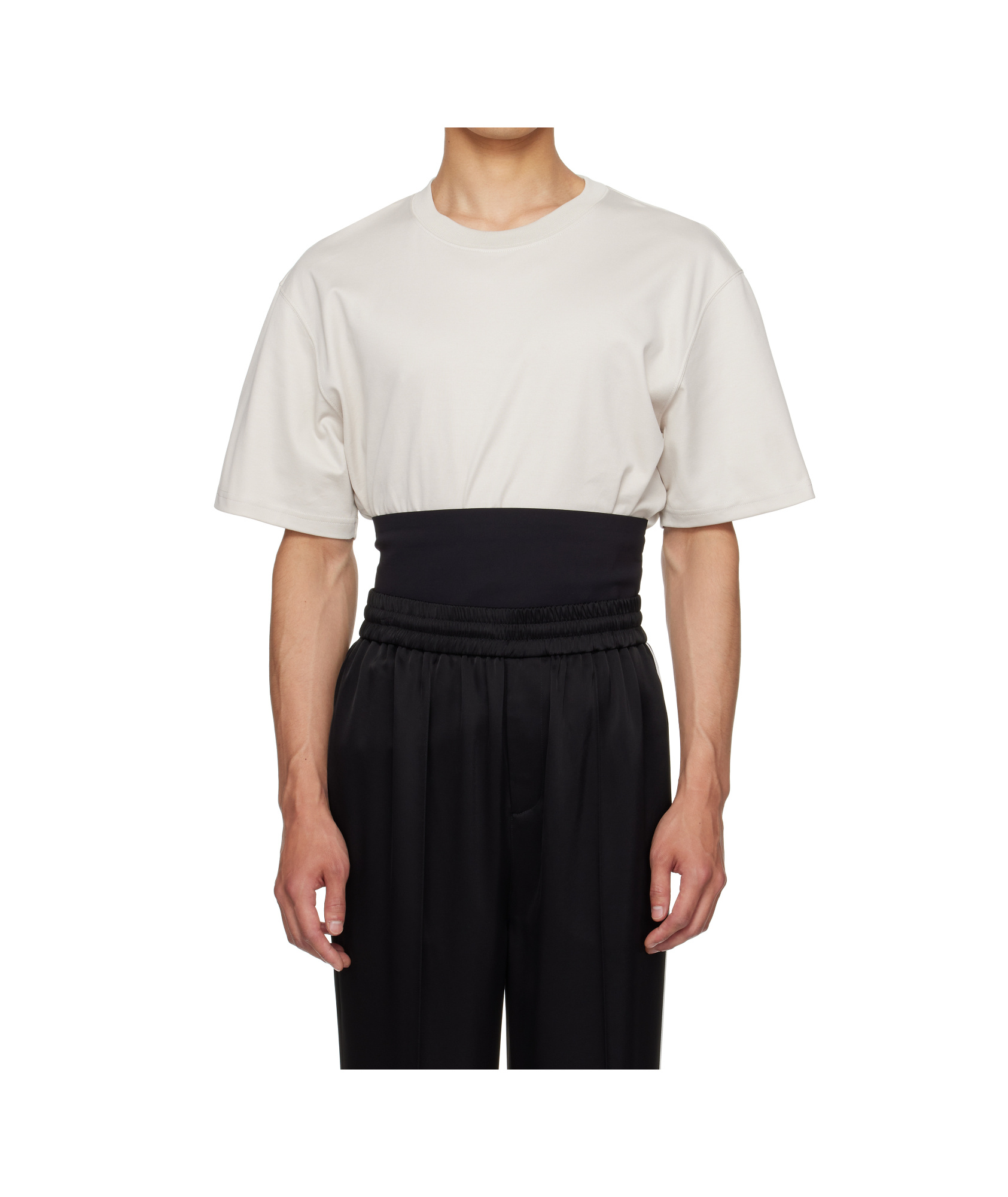 Mugler Ribbed Round-neck T-shirt In Neutral