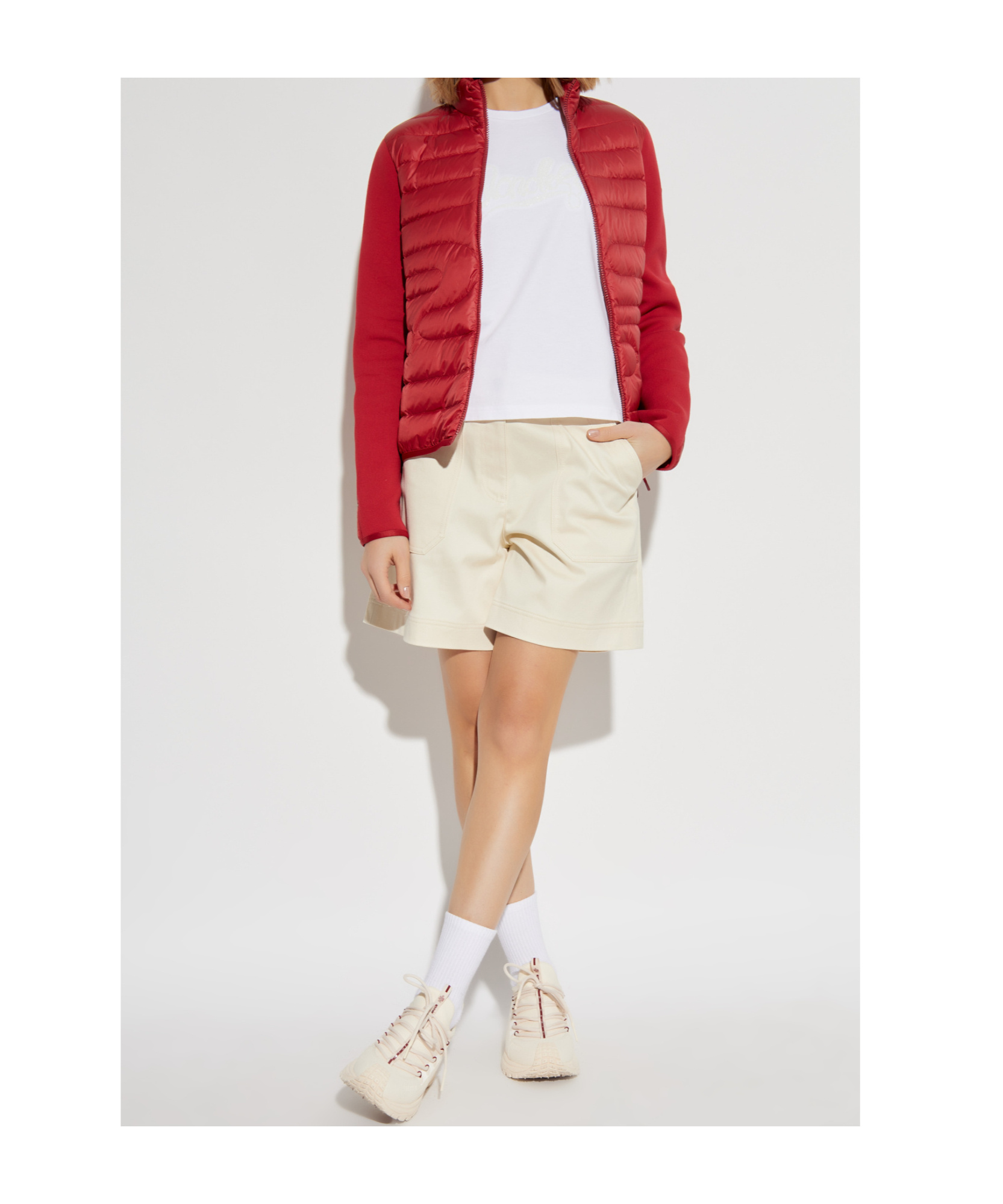 Moncler Open-necked Black Shirt In White