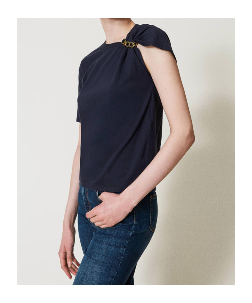 Shop Twinset Asymmetric T-shirt In Black
