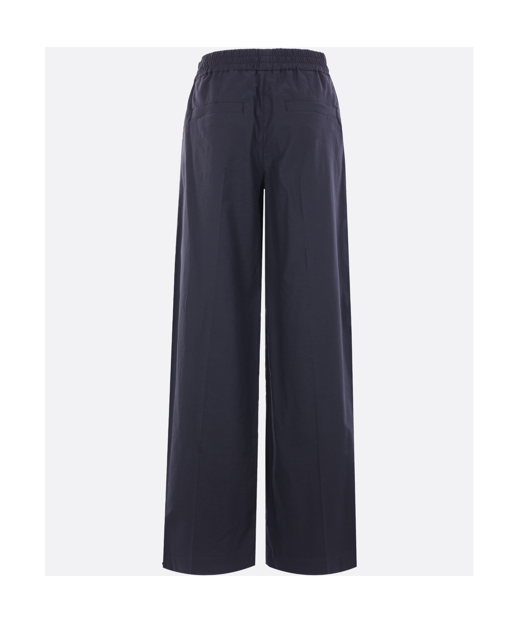 Brunello Cucinelli Wide-leg Trousers With Elastic Waistband In Luxurious Cotton Blend In Blue