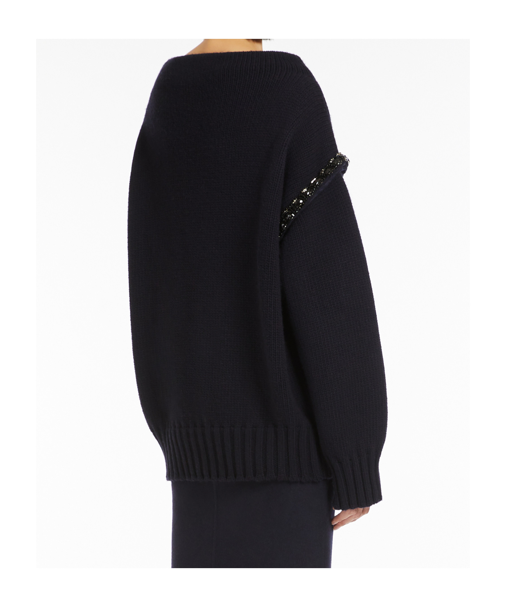 Max Mara Long-sleeved Wool Sweater In Black