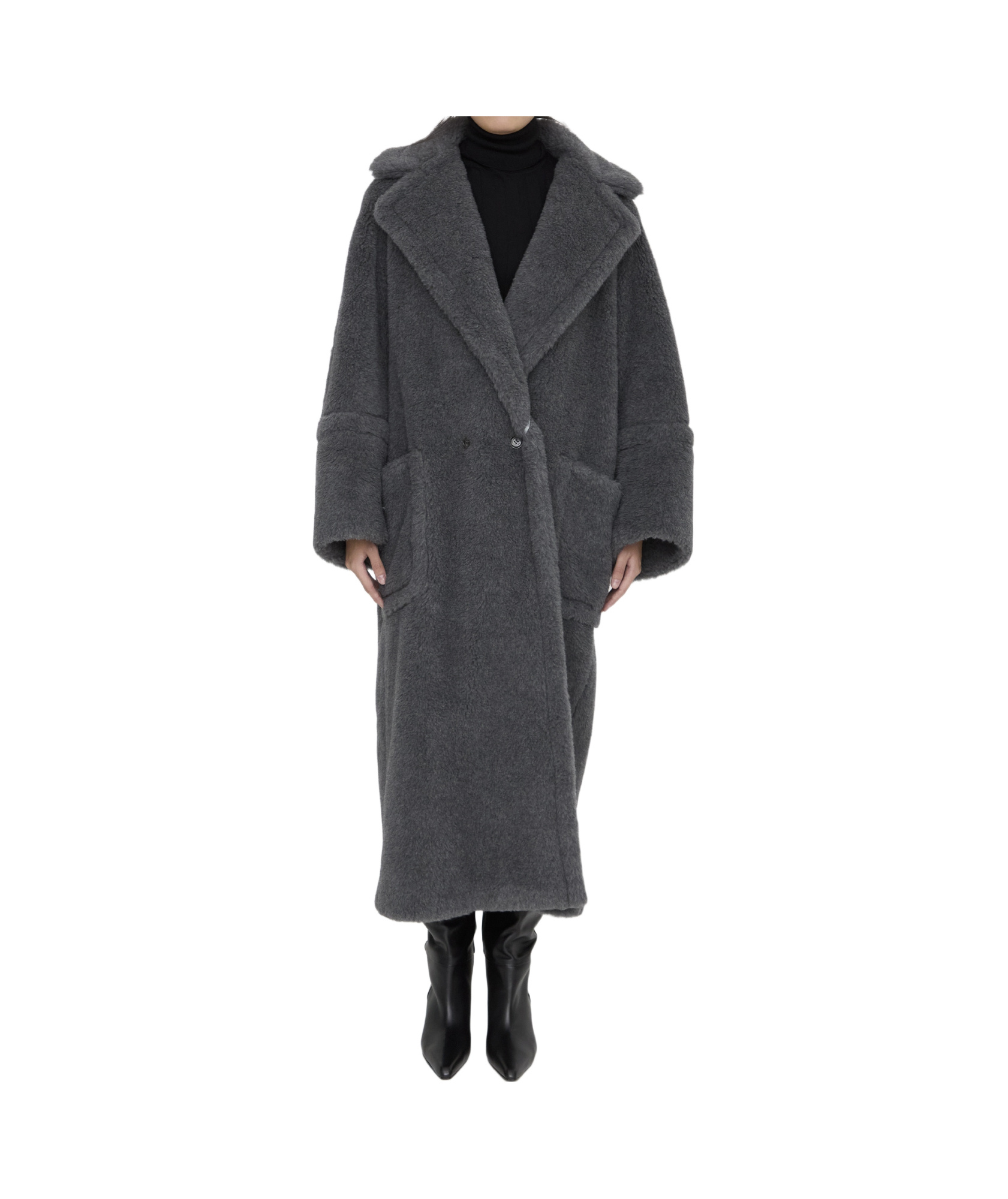 Shop Max Mara Long-sleeved Coat In Black