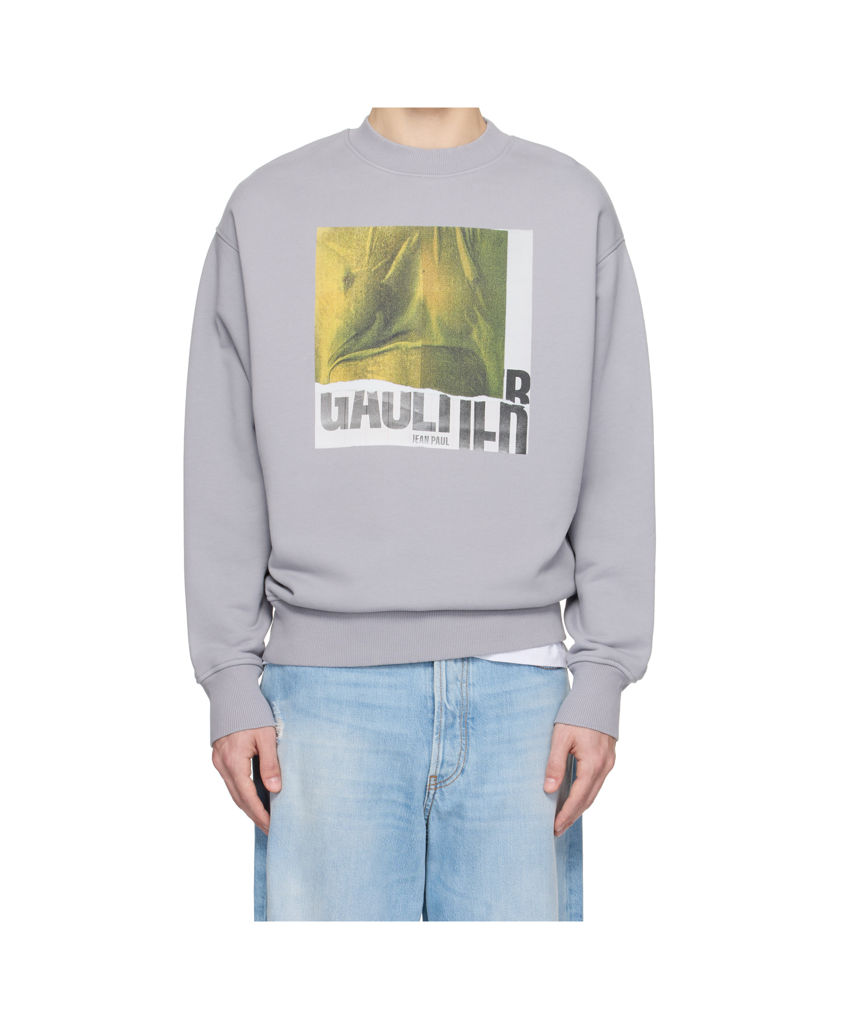 Jean Paul Gaultier Ssense Exclusive Gray Cotton Crew Printed Water Sweatshirt In Gray