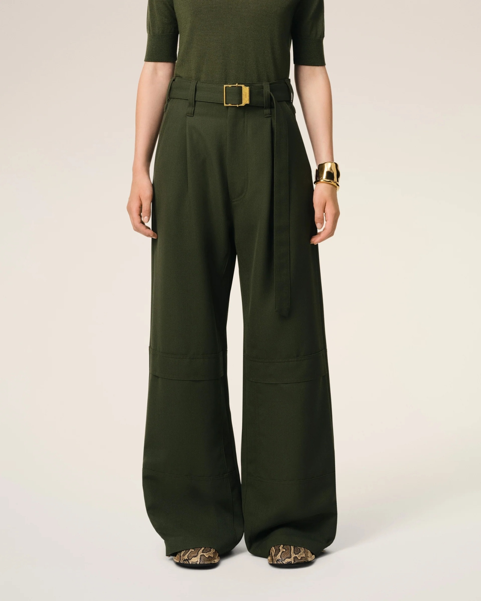 Shop Ami Alexandre Mattiussi Green Wool Cargo Trousers