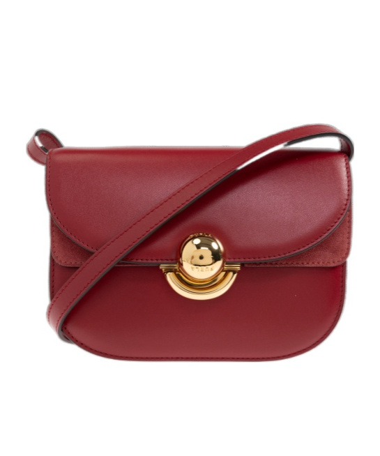 Furla Small Sfera Curved-flap Cross Body Bag In Red