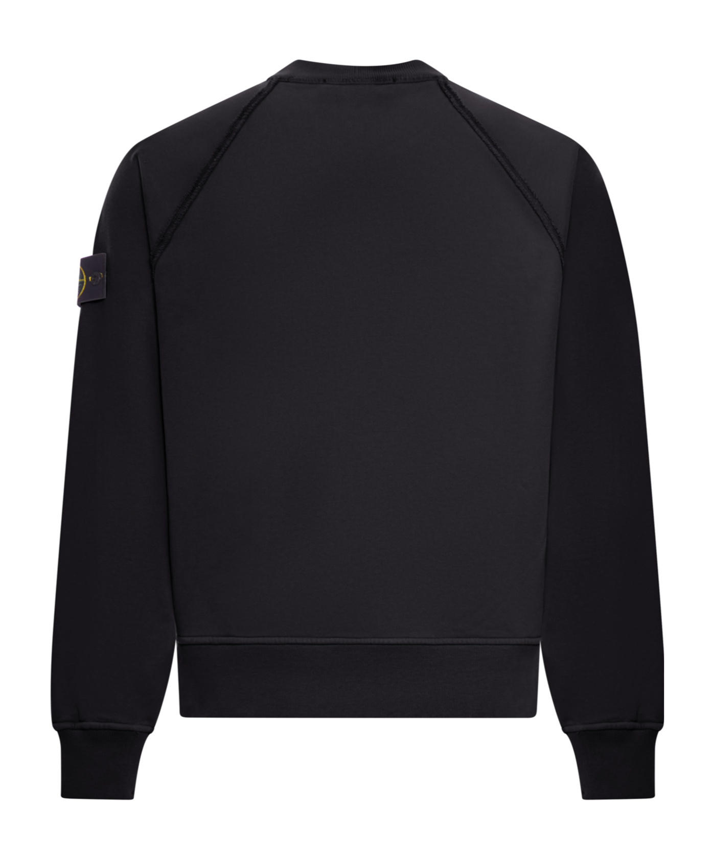 Stone Island Crew Neck Sweatshirt In Organic Brushed Cotton In Black
