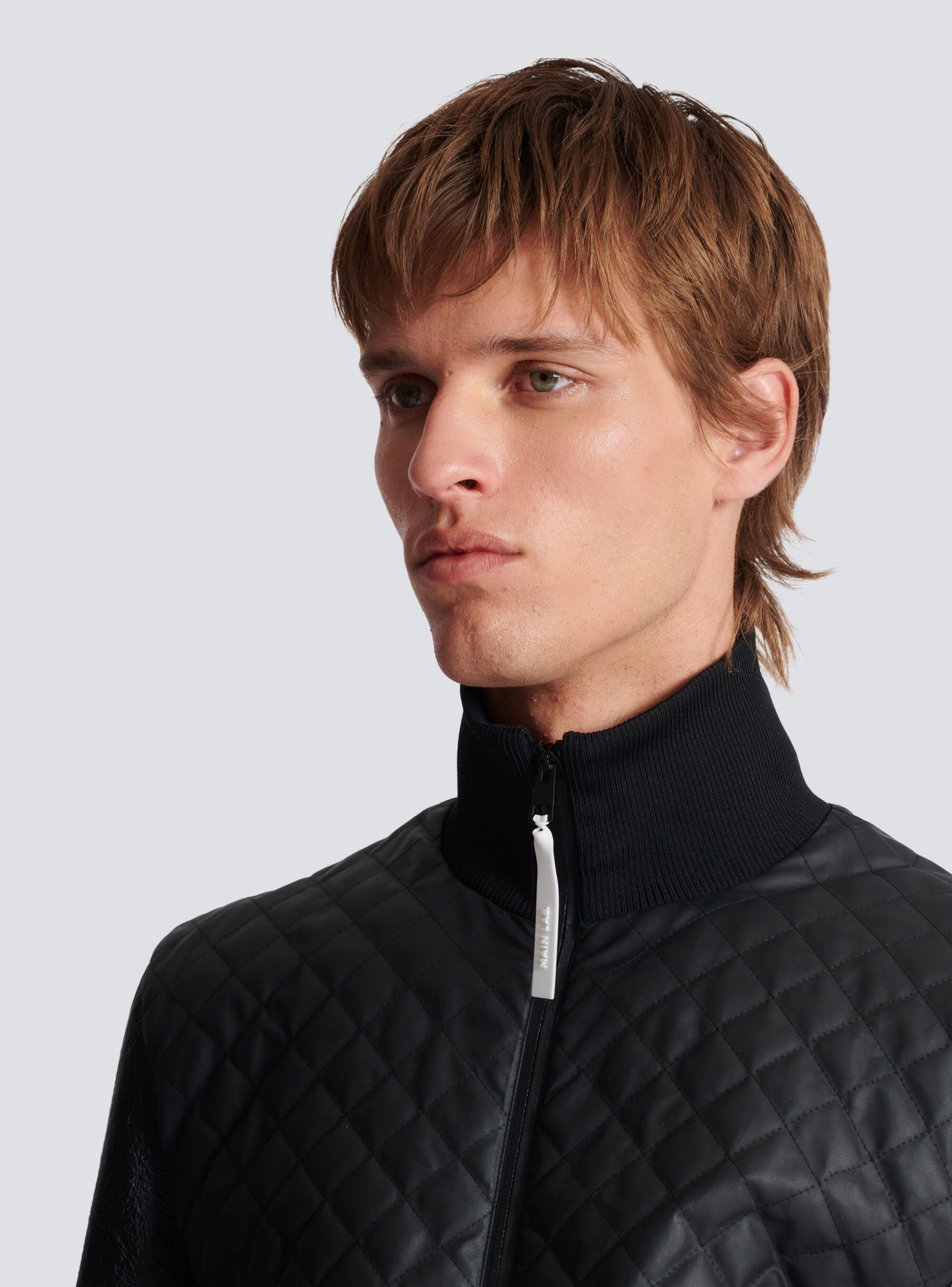 Balmain Black Main Lab Faux-leather Bomber Jacket In Black
