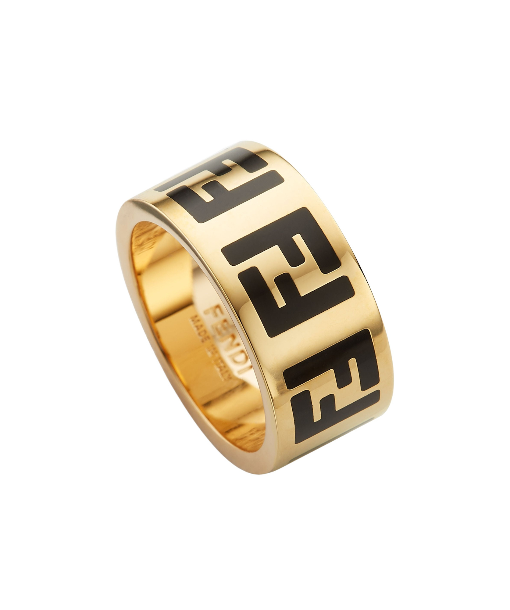 Fendi Monogram Pattern Ring In Golden