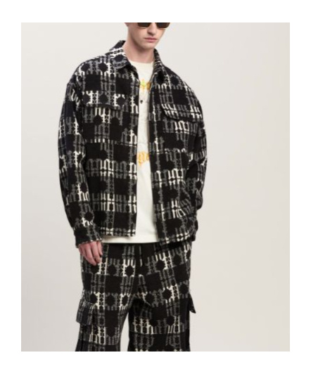 Palm Angels Two-tone Overshirt With Double Breast Pocket In Black