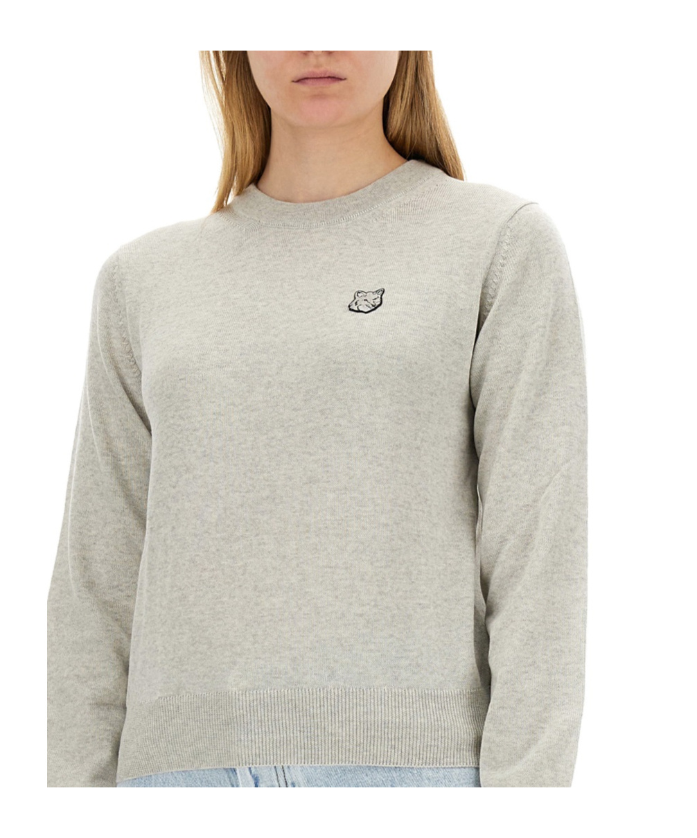 MAISON KITSUNÉ LOGO-EMBROIDERED MERINO JUMPER