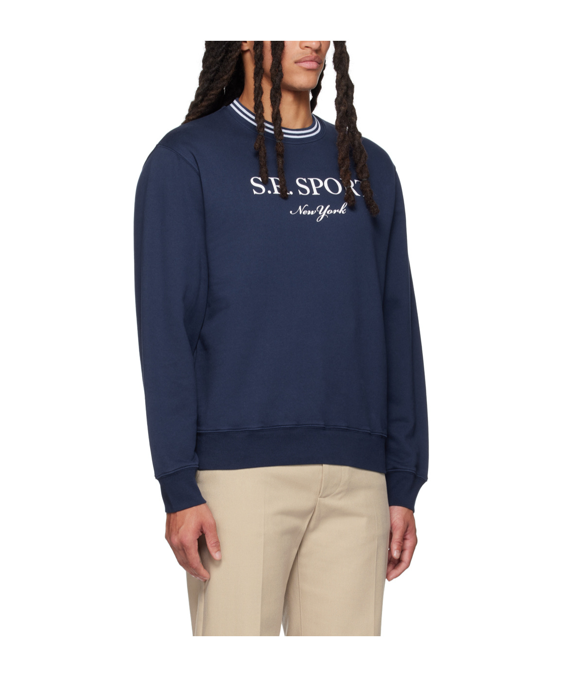 Sporty And Rich Logo-print Crew-neck Sweatshirt In Blue