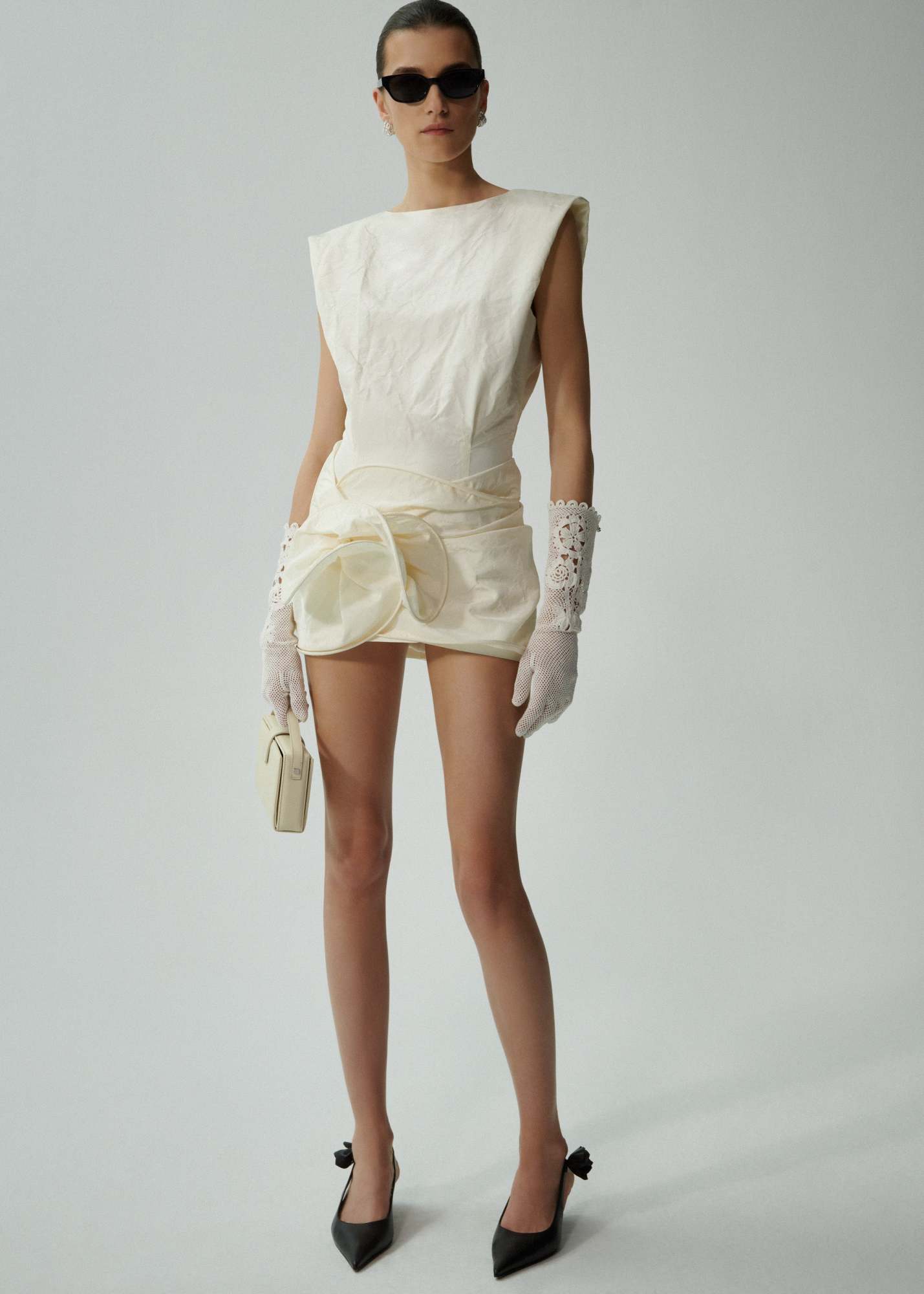 Magda Butrym Silk Wrap Mini Dress In White