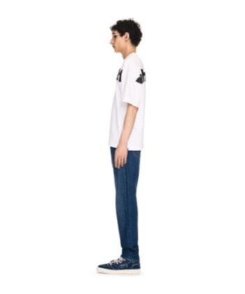 Shop Off-white Script Tapered Jeans In Blue